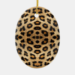 Ornement Ovale En Céramique Kaleidoscope Leopard Fur Motif