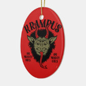 Ornement Ovale En Céramique Krampus font face à vilain (Gauche)