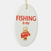 Ornement Ovale En Céramique La Pêche Est Mon Heureuse Heure (Droite)