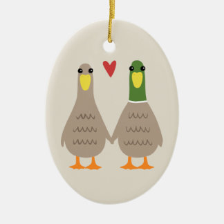 Ornement Ovale En Céramique L'amour penche le souvenir de couples