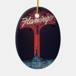 Ornement Ovale En Céramique Las Vegas Flamant rose Hotel