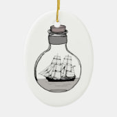 Ornement Ovale En Céramique Le bateau dans l'ampoule en verre (Devant)