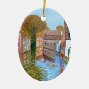 Ornement Ovale En Céramique Le canal Brugge