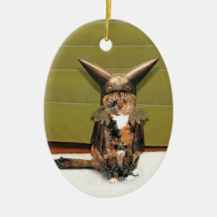 Ornement Ovale En Céramique Le chat nordique n'est pas amusé