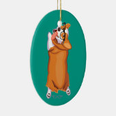 Ornement Ovale En Céramique Le corgi Sploot (Droite)