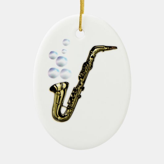 Ornement Ovale En Céramique Le saxophone bulle (Devant)
