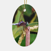 Ornement Ovale En Céramique libellule avec fleurs blanches (Gauche)