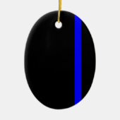 Ornement Ovale En Céramique Ligne Bleue Mince Symbolique Noir vertical (Devant)