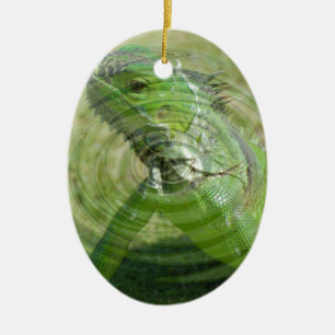 Ornement Ovale En Céramique L'iguane vert