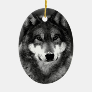 Ornement Ovale En Céramique Loup