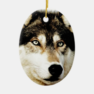 Ornement Ovale En Céramique Loup motivationnel unique