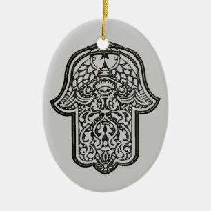 Ornement Ovale En Céramique Main de henné de Hamsa (original)