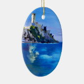 Ornement Ovale En Céramique Malcesine avec Castello Scaligero (Droite)