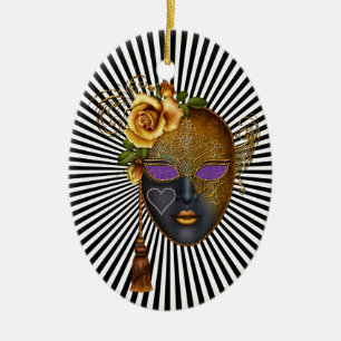 Ornement Ovale En Céramique Mardi Gras - Masquerade - SRF