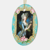Ornement Ovale En Céramique Marie Antoinette LeBrun Portrait Blue Damask Ornam (Gauche)
