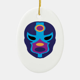Ornement Ovale En Céramique Masque de Lucha Libre