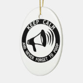 Ornement Ovale En Céramique Mégaphone : Restez Calme Et N'Oubliez Jamais (Gauche)