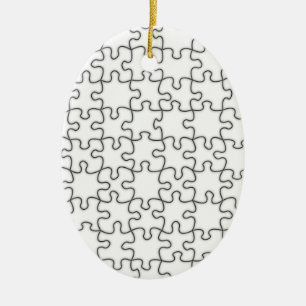 Ornement Ovale En Céramique Modèle Pièces de puzzle (Ajouter une couleur Arriè