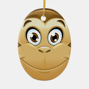 Ornement Ovale En Céramique monkey emoji