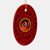 ORNEMENT OVALE EN CÉRAMIQUE MONOGRAMME ROUGE DAHLIA RUBY (Droite)