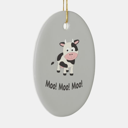 Ornement Ovale En Céramique Moo Moo Moo Cute Cartoon Vache (Droite)