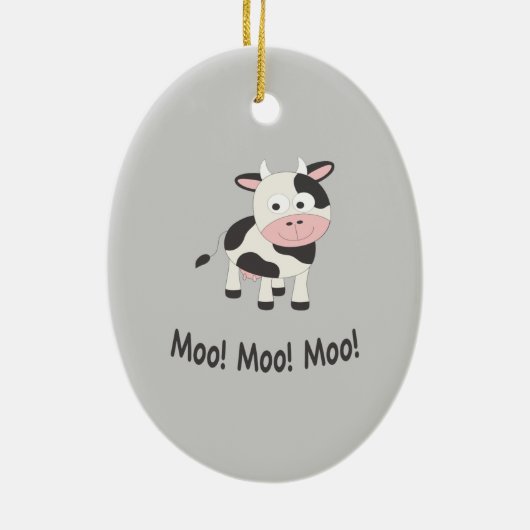 Ornement Ovale En Céramique Moo Moo Moo Cute Cartoon Vache (Dos)