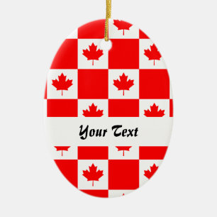 Ornement Ovale En Céramique Motif canadien de drapeau