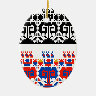 Ornement Ovale En Céramique Motif d'art populaire bulgare