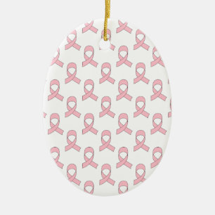 Ornement Ovale En Céramique Motif de ruban rose