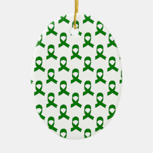Ornement Ovale En Céramique Motif de ruban vert