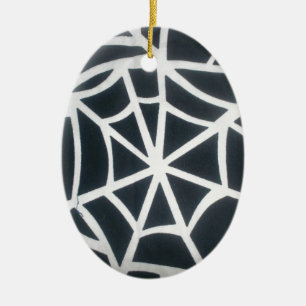 Ornement Ovale En Céramique Motif géométrique Gras noir et blanc Spider Web