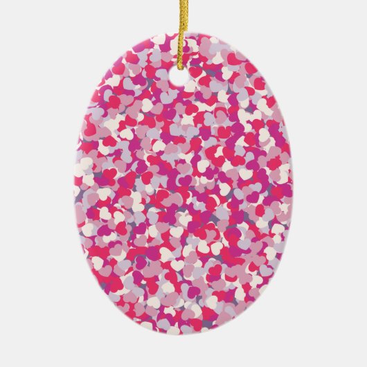 Ornement Ovale En Céramique multi Color Heart Confetti2 (Devant)