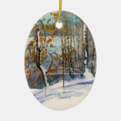 Ornement Ovale En Céramique Neige (Devant)