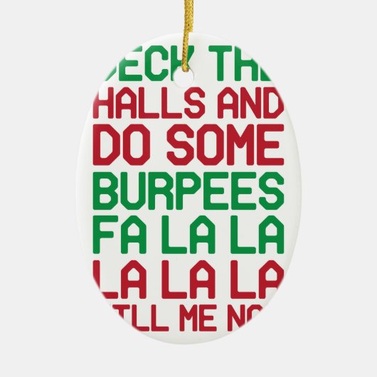 Ornement Ovale En Céramique Noël Burpees (Devant)