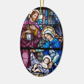 Ornement Ovale En Céramique Noël en verre souillé (Gauche)