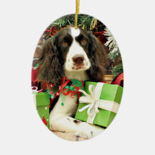 Ornement Ovale En Céramique Noël - épagneul de springer anglais - Kinzie