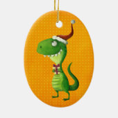 Ornement Ovale En Céramique Noël mignon T-rex (Dos)