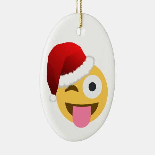 Ornement Ovale En Céramique noël santa claus winking emoji (Droite)
