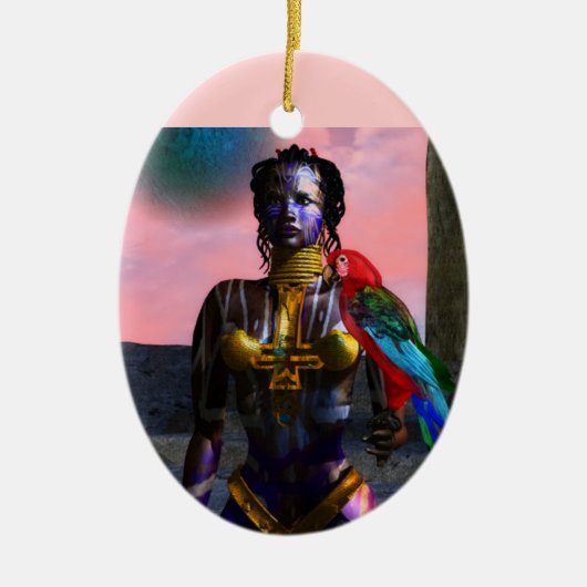 ORNEMENT OVALE EN CÉRAMIQUE NORA CYBER WARRIOR (Devant)