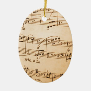 Ornement Ovale En Céramique Notes de musique en arrière-plan
