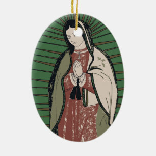 Ornement Ovale En Céramique notre dame de guadalupe
