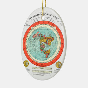 Ornement Ovale En Céramique Nouvelle carte standard du monde Terre plate Terre