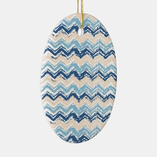 Ornement Ovale En Céramique Ocean Waves Chevron (Droite)