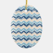 Ornement Ovale En Céramique Ocean Waves Chevron (Devant)