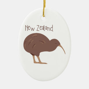 Ornement Ovale En Céramique Oiseau de la Nouvelle Zélande de kiwi