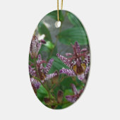 Ornement Ovale En Céramique Orchidée blanche rayée violette rose comme lys de  (Gauche)