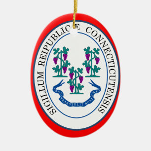 Ornement Ovale En Céramique Organisation de Noël du Connecticut*