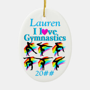 ORNEMENT OVALE EN CÉRAMIQUE ORNAMENT DE GYMNASTICS PERSONNALISÉS BLEUS
