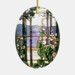 Ornement Ovale En Céramique Ornement de nature en verre souillé de Tiffany