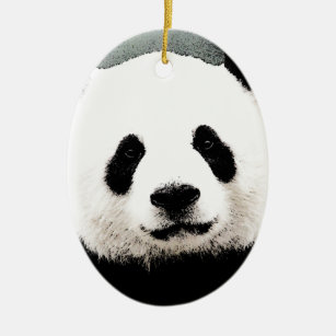 Ornement Ovale En Céramique Panda
